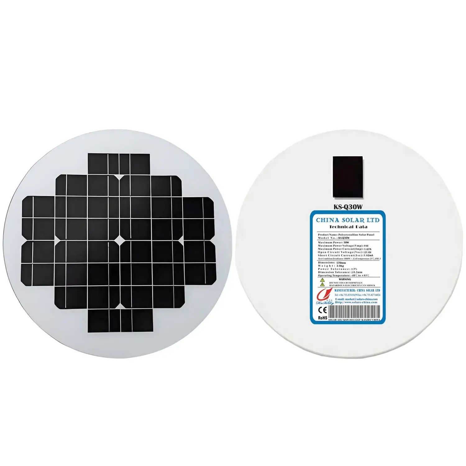30W ronde zonnepanelen